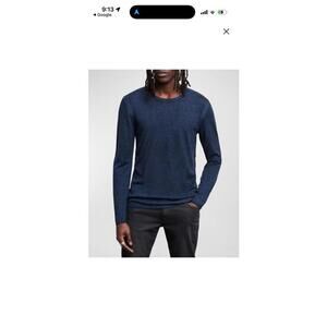 NWOT John Varvatos Silk/Cashmere Mens Navy Long Sleeve Crew Light Sweater XL